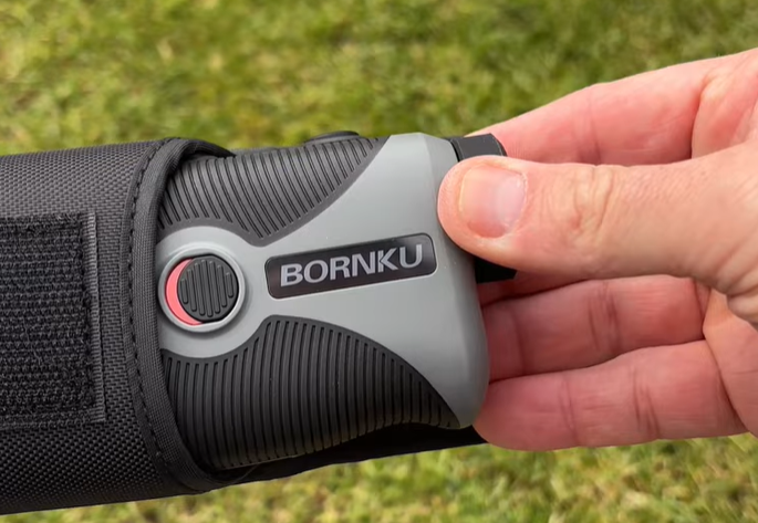 bornku golf rangefinder out of the carry case up close review