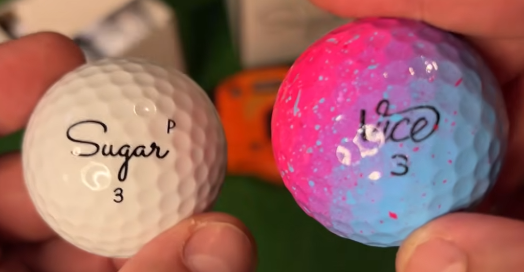 Sugar Pure Golf Ball Review vs my current golf ball the vice pro air up close